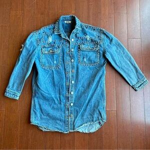 Embellished Denim‎ Button-Up Shacket